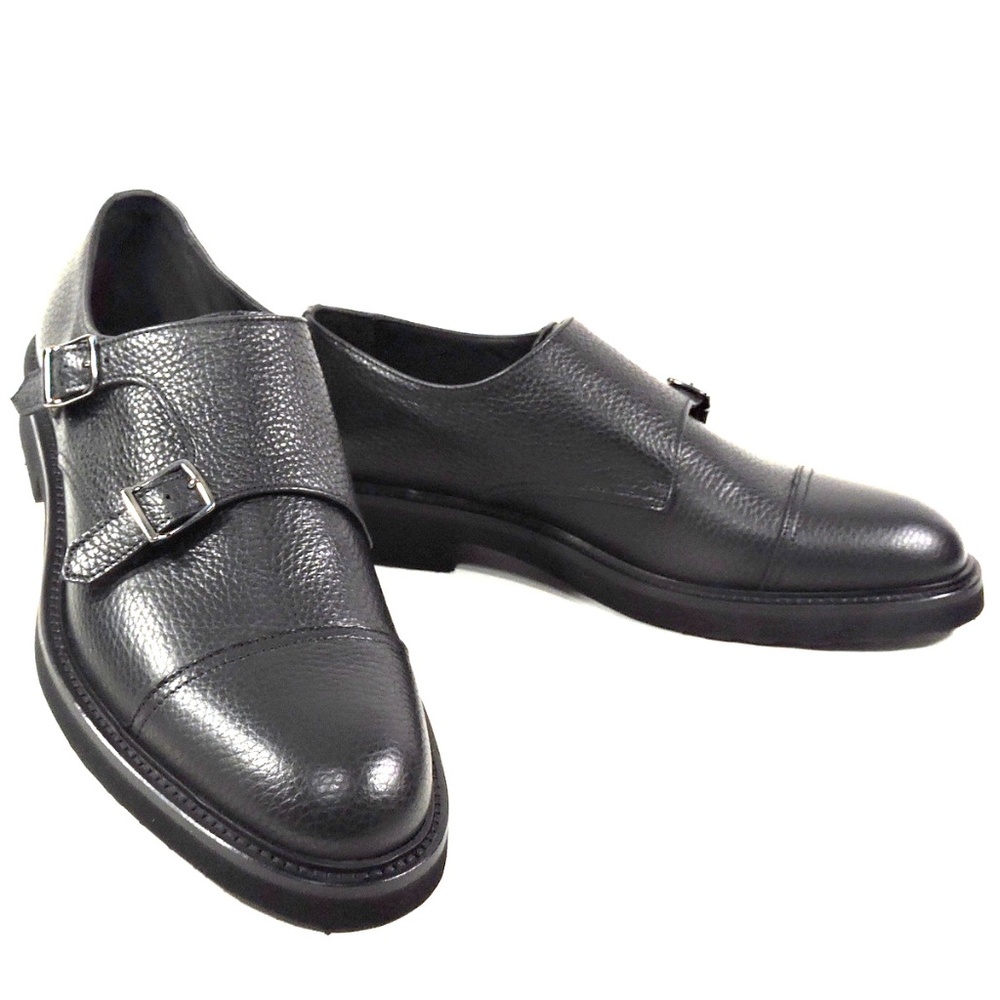 CASADEI 🇮🇹 MEN'S BLACK SOFT LEATHER COMFORT EXTRA LIGHT MONK LOAFERS
